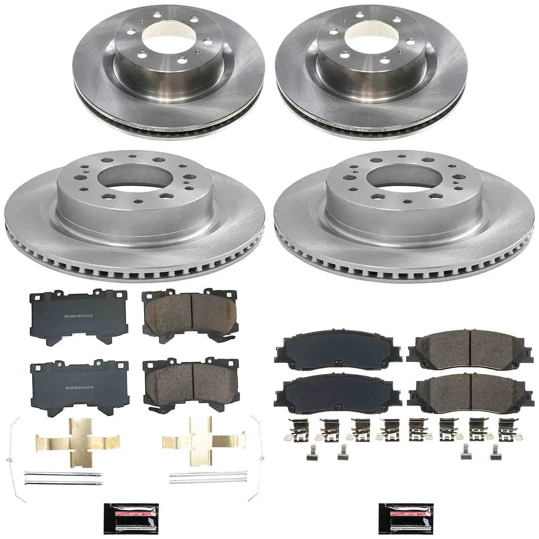 KOE8946 – POWERSTOP Brake Kit, Ceramic Brake Pads 354 Millimeter Vented Front/ 335 Millimeter Vented Rear Rotor With ...